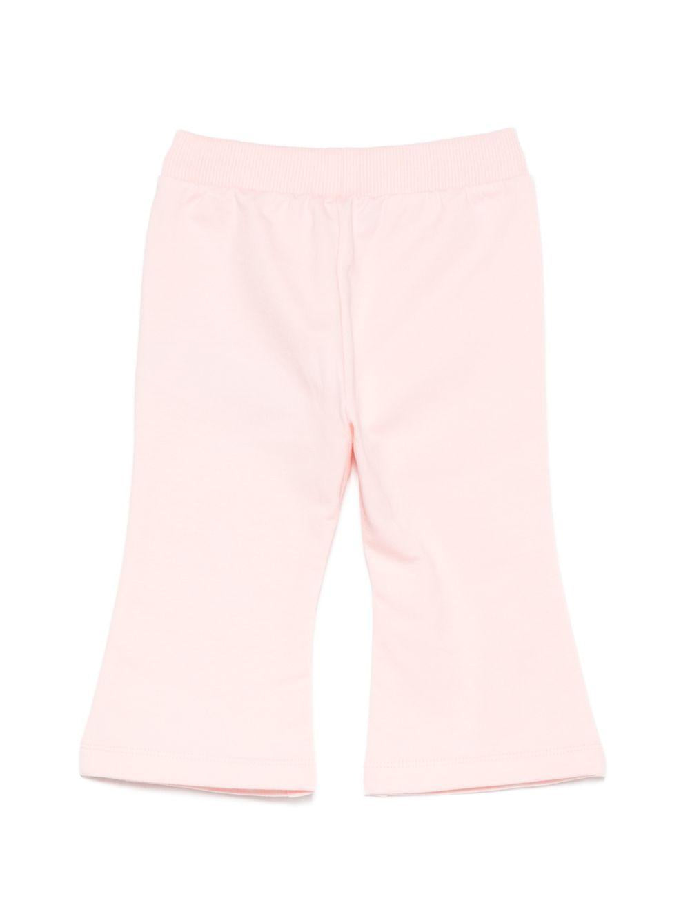 Pantaloni per neonata Moschino Kids rosa con motivo Teddy Bear MDP03NLDA63 50209 MOSCHINO KIDS