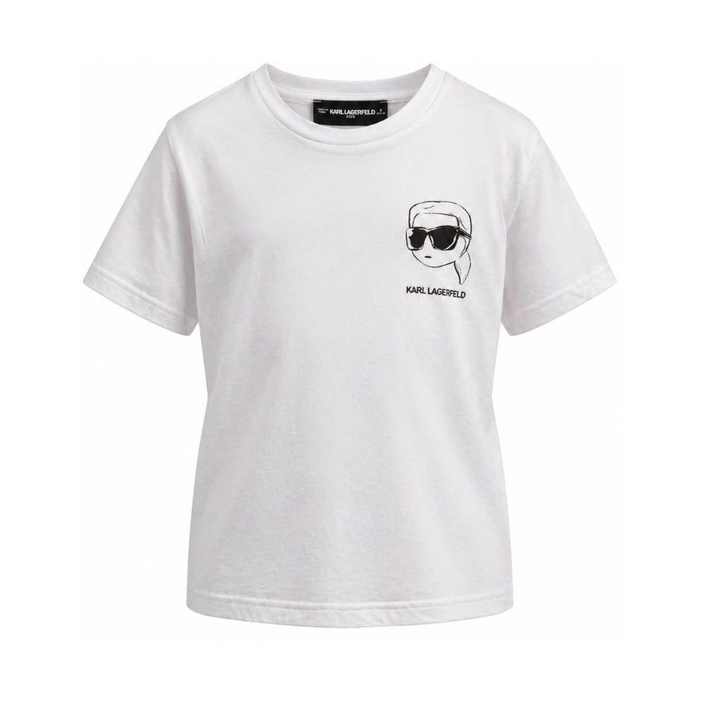 T-shirt per bambino Karl Lagerfeld Kids bianca con stampa stile cartoon Z31103 10P KARL LAGERFELD KIDS