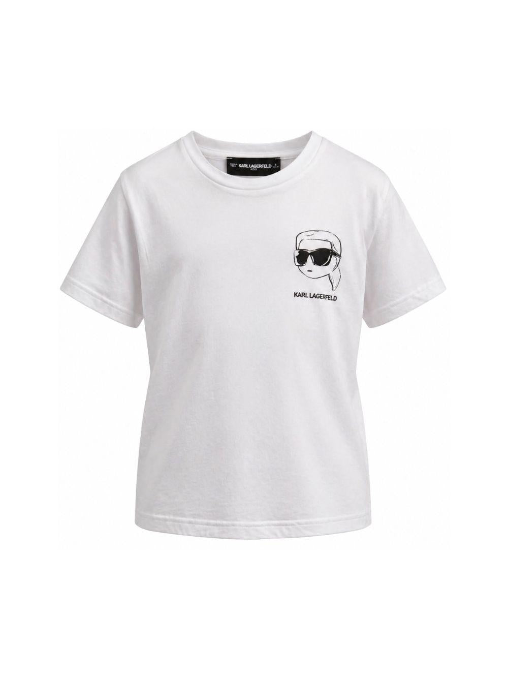 T-shirt per bambino Karl Lagerfeld Kids bianca con stampa stile cartoon Z31103 10P KARL LAGERFELD KIDS