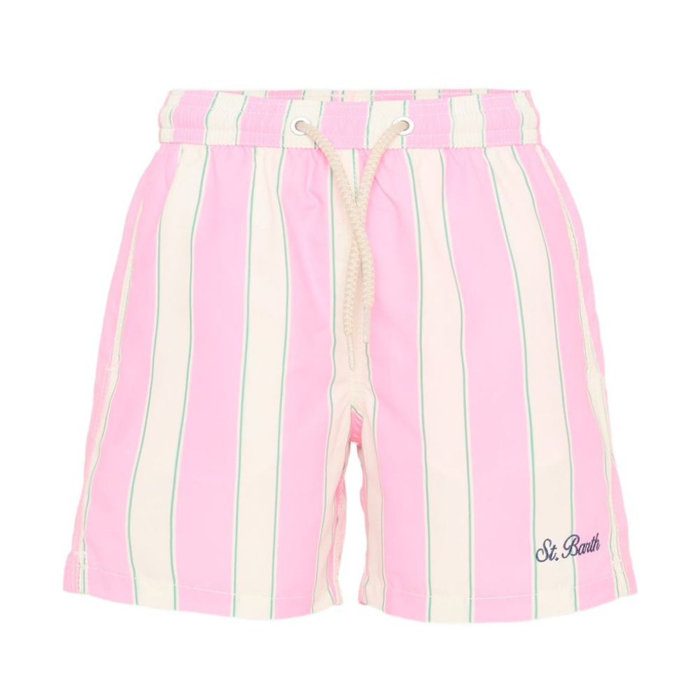 Costume da bagno per bambino MC2 Saint Barth Kids bianco e rosa con motivo a righe SYR0002 04056L MC2 ST. BARTH KIDS