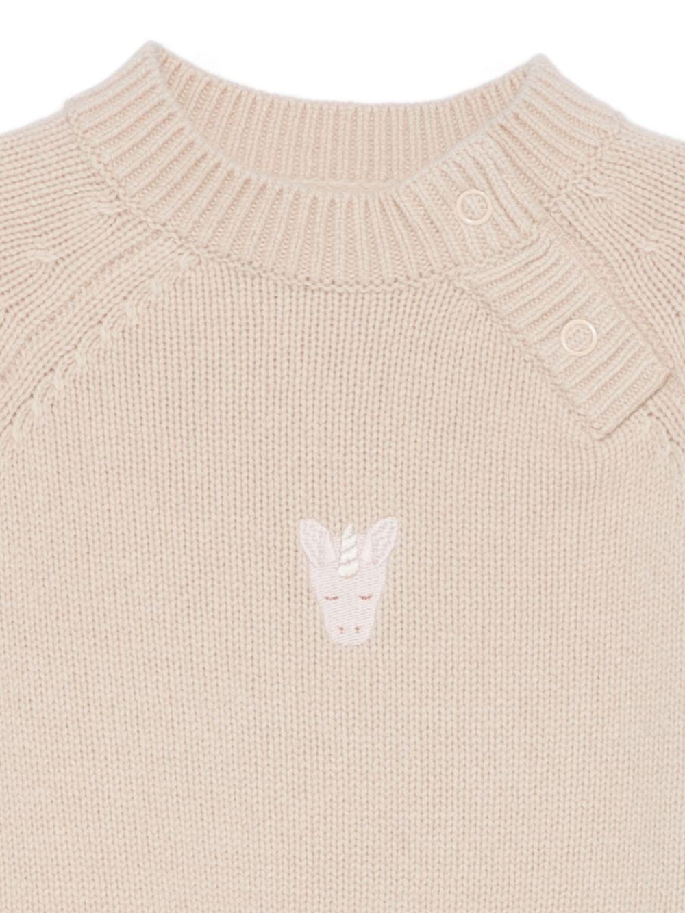 Maglione per neonati Donsje beige con ricamo unicorno 3040205 00037 DONSJE