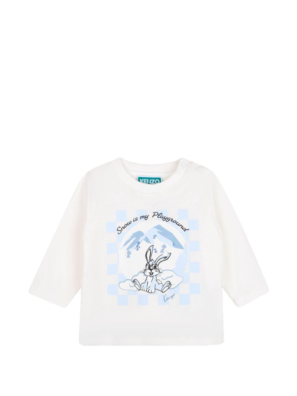 T-shirt per neonati Kenzo Kids bianca con stampa grafica K62131 117 KENZO KIDS