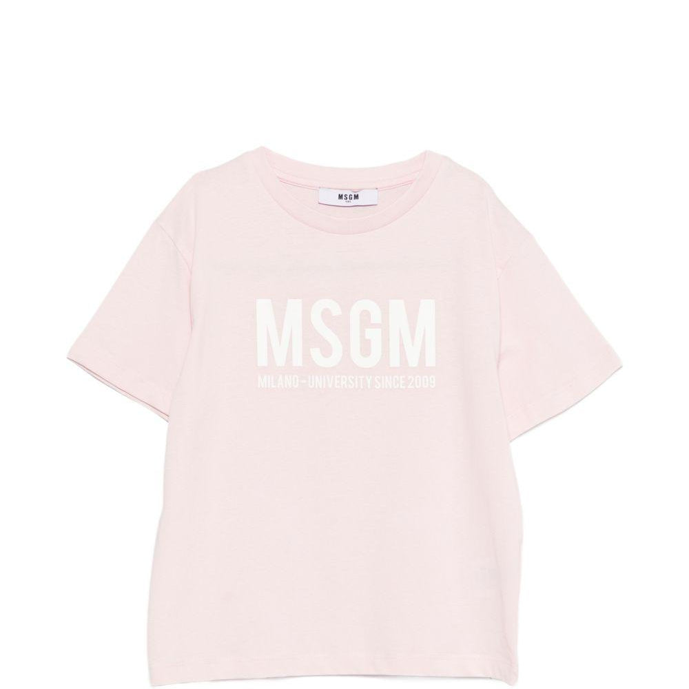 T-shirt per bambini MSGM Kids rosa con logo sul davanti S6MSJUTH051 MS076 MSGM KIDS