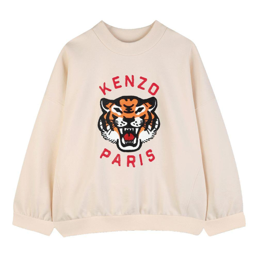 Felpa per bambino Kenzo Kids beige con dettaglio logo sul davanti K61798 208 KENZO KIDS