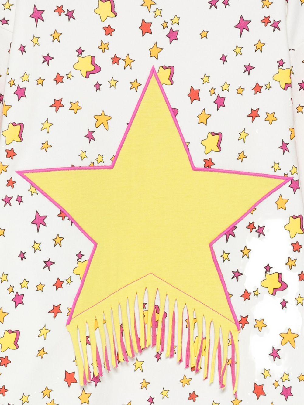 Abito per bambina Stella McCartney Kids bianco con stampa stelle e frange TX1B60 Z3092 103MC STELLA McCARTNEY KIDS