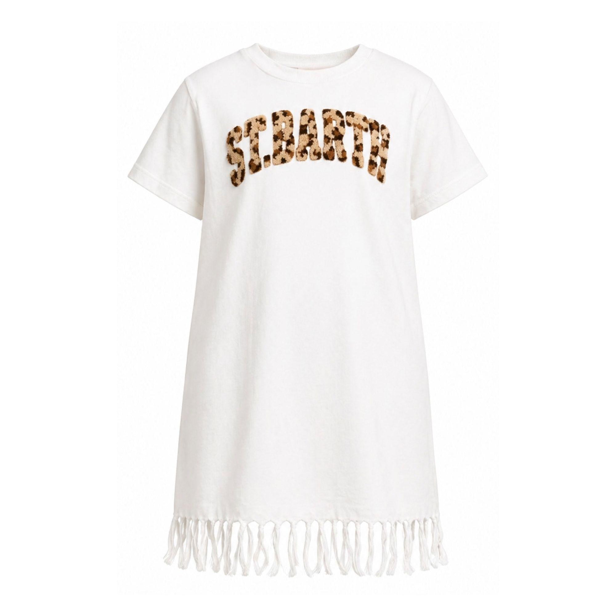 Abito per bambina MC2 Saint Barth Kids bianca con stampa logo leopardato ABY0001 00957L MC2 ST. BARTH KIDS