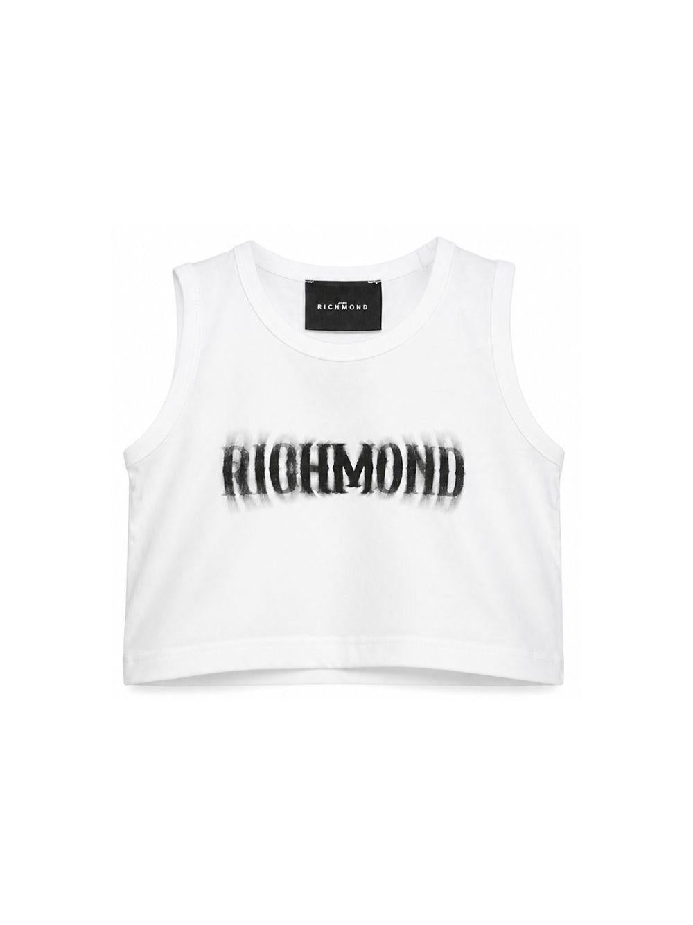 Top per bambina John Richmond Junior bianco con stampa logo RGP26058TO WHITE JOHN RICHMOND KIDS