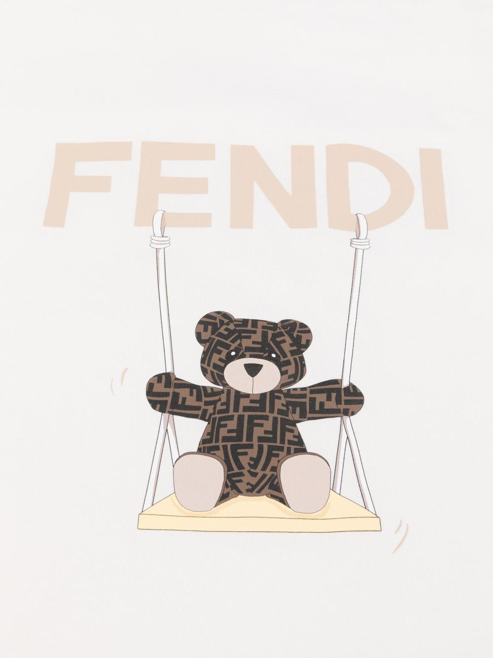 Coperta per neonati Fendi Kids bianca con motivo orsetto BUJ339 ST8 F0TU9 FENDI KIDS