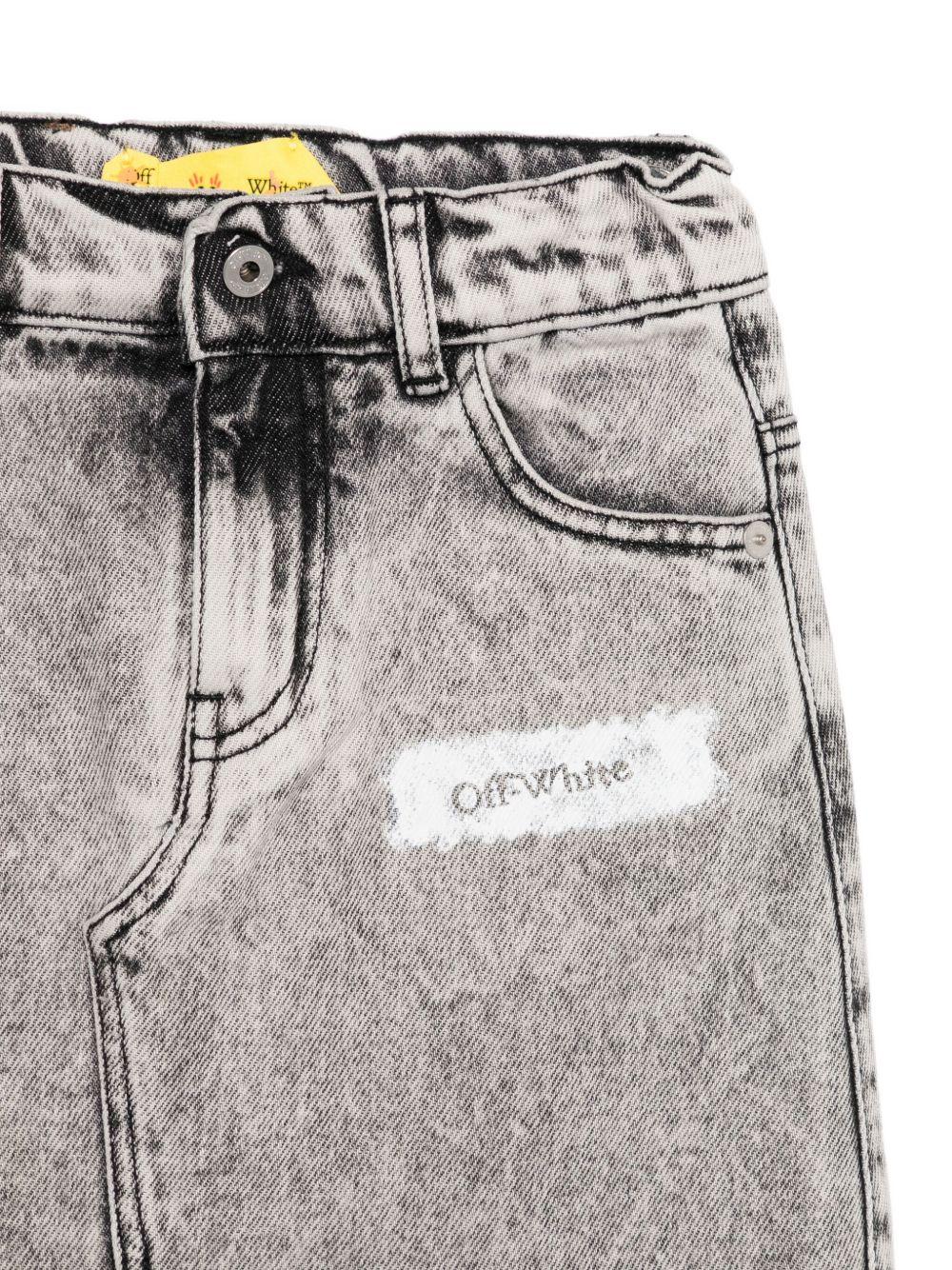 Gonna per bambina Off-White Kids grigio in denim con orlo sfrangiato OGYF00AF25DEN001 0901 OFF WHITE KIDS