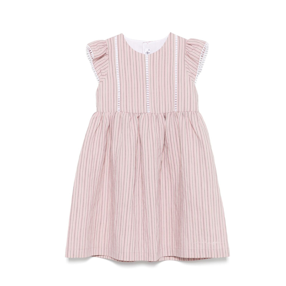 Abito per bambina Il Gufo rosa con motivo a righe verticali P25VM782R1000 333 IL GUFO KIDS