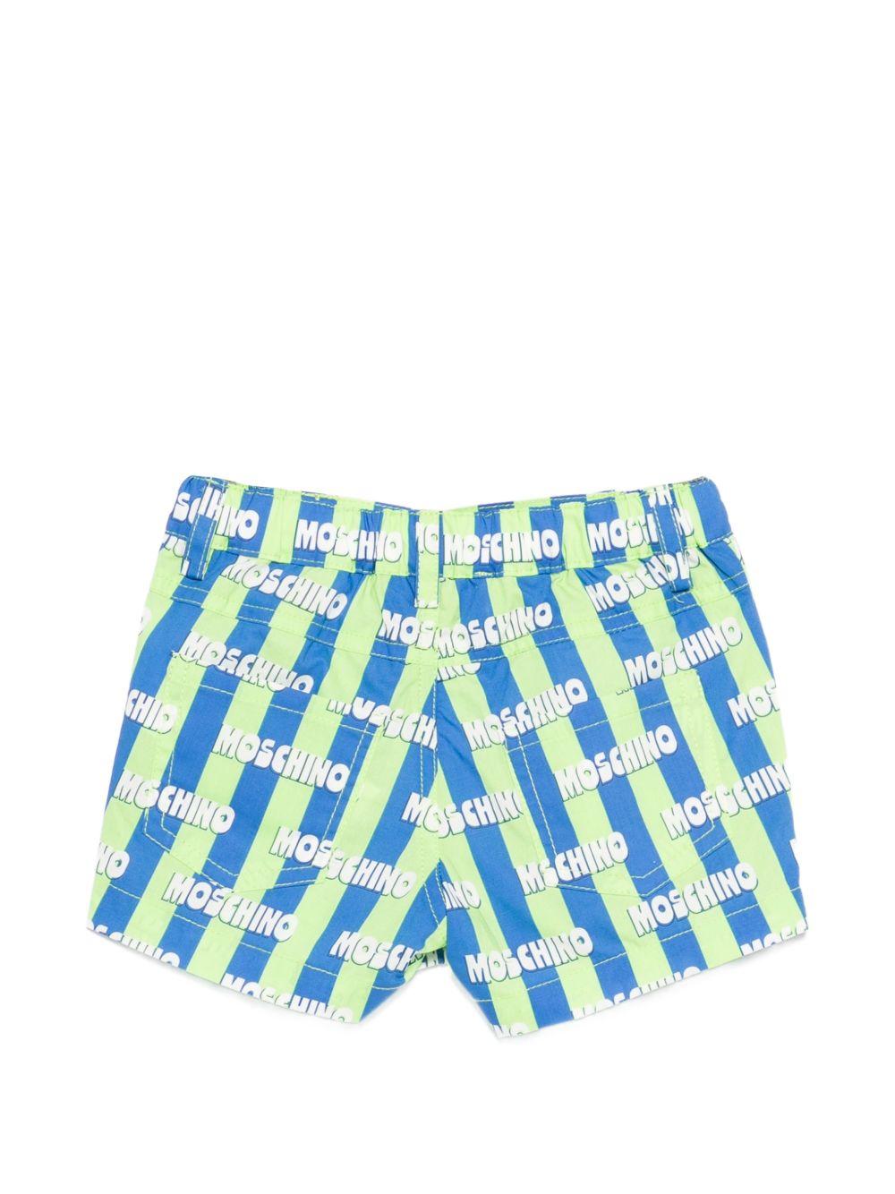 Shorts per neonato Moschino Kids verde con motivo a righe MUQ01SLLB59 83676 MOSCHINO KIDS