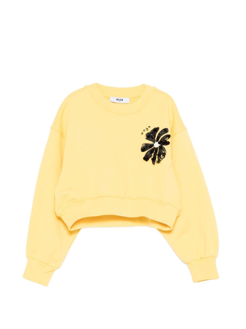 Felpa per bambina MSGM Kids gialla con applicazione logo S6MSJGSW079 MS009 MSGM KIDS