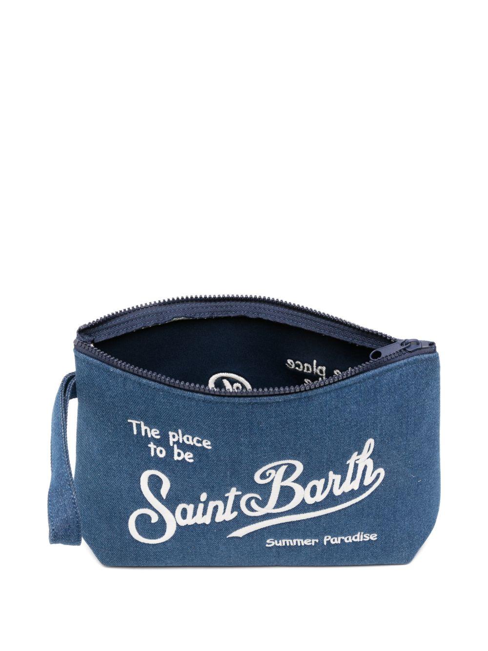 Pochette Aline MC2 Saint Barth denim con logo ricamato sul davanti ALI0017 00436L MC2 ST. BARTH