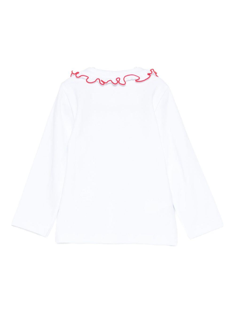 T-shirt per neonata Mariella Ferrari bianca con colletto arricciato CM933ML 092 P009 MARIELLA FERRARI