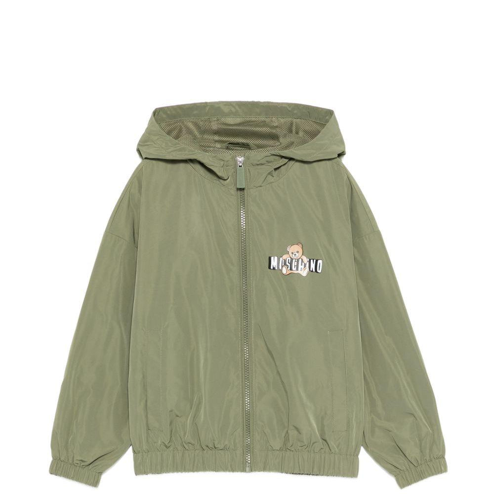 Giubbino per bambini Moschino Kids verde con stampa Teddy Bear sul davanti HUS05KL3A39 30037 MOSCHINO KIDS
