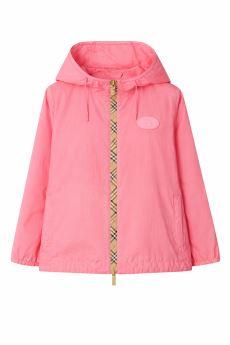 Giubbino per bambina Burberry Kids rosa con inserti con motivo Vintage Check 8117892 C4142 BURBERRY KIDS