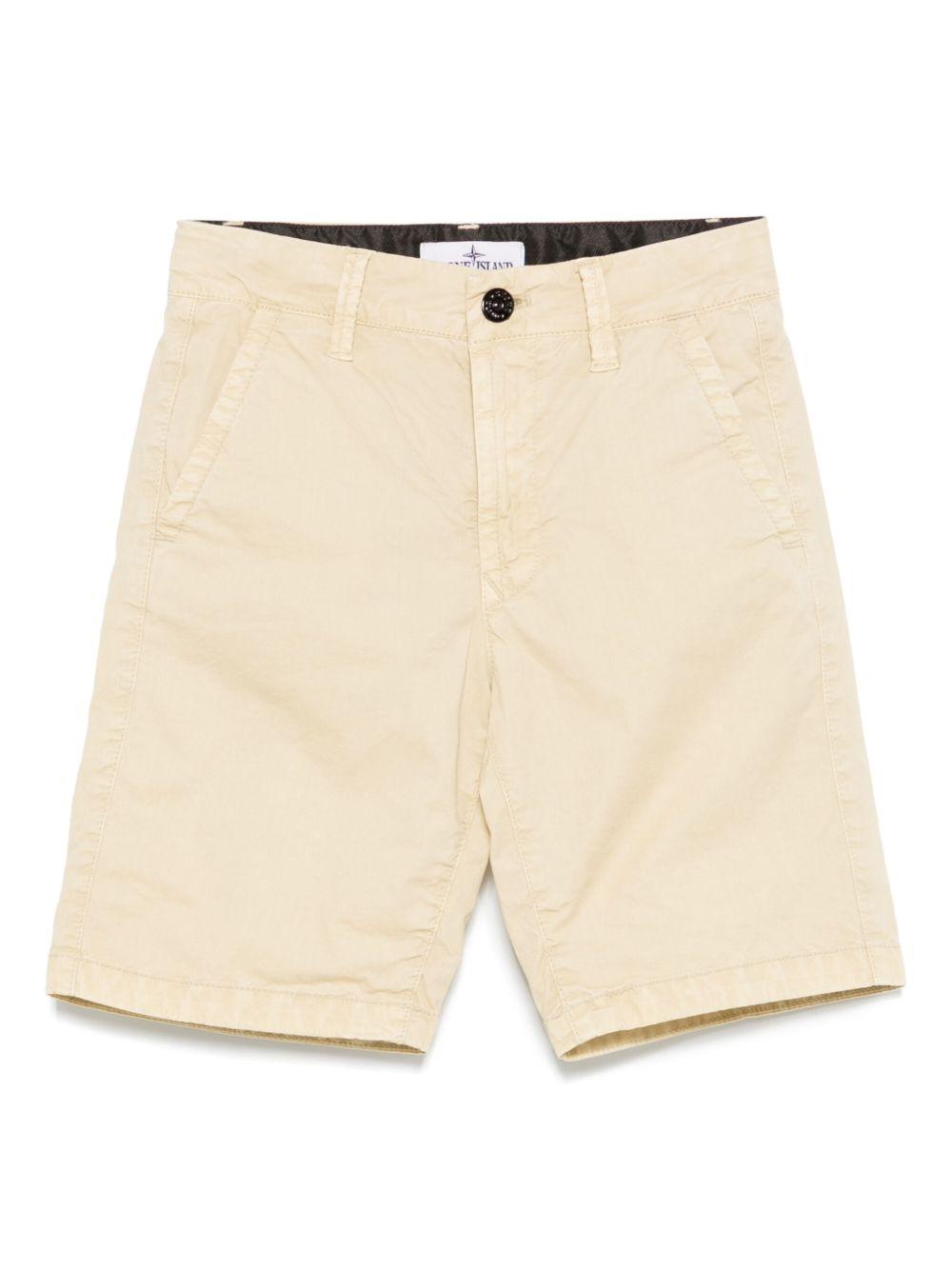 Shorts in gabardine per bambino Stone Island Junior beige con passanti K1S16L100003S0009 V0195 STONE ISLAND JUNIOR