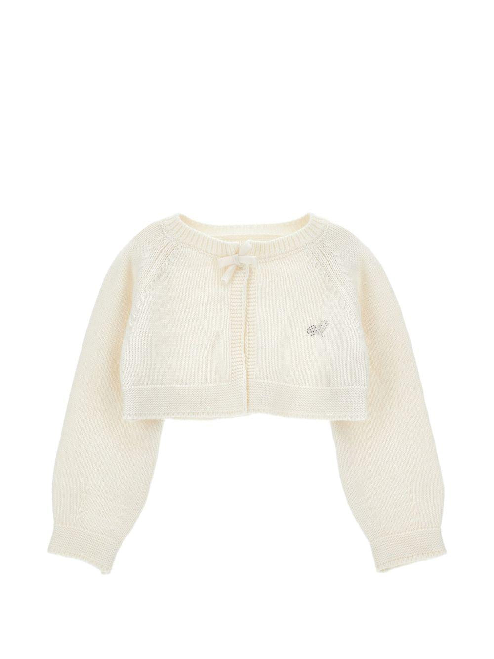 Cardigan per neonata Monnalisa Kids bianco con dettaglio con fiocco 73H801 8060 0001 MONNALISA KIDS