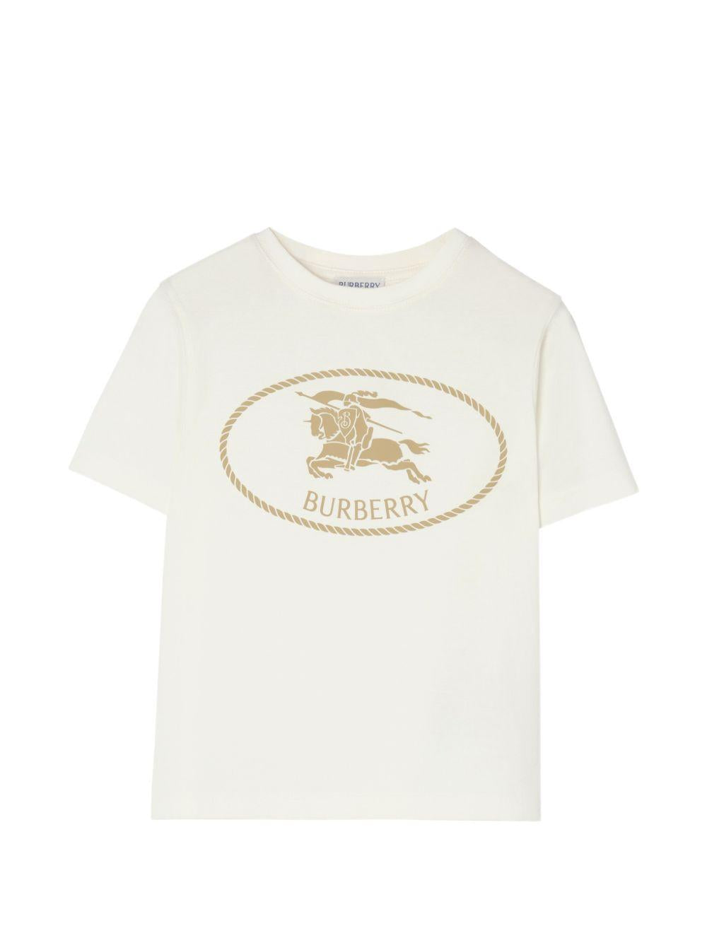 T-shirt per bambini Burberry Kids bianca con motivo Equestrian Knight 8125836 A2014 BURBERRY KIDS
