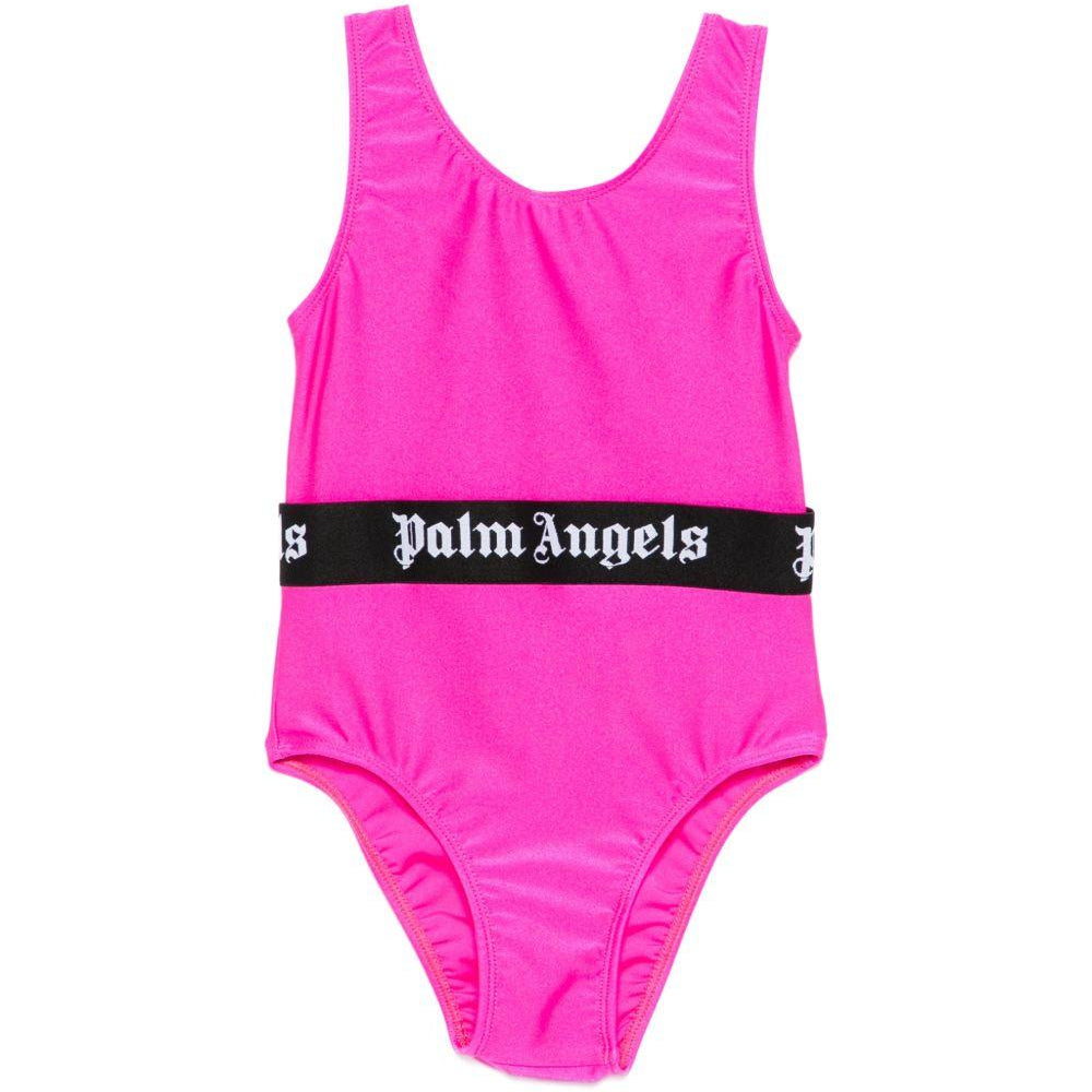 Costume da bagno per bambina Palm Angels Kids fucsia con stampa logo PGFC002S26JER001 044 PALM ANGELS KIDS