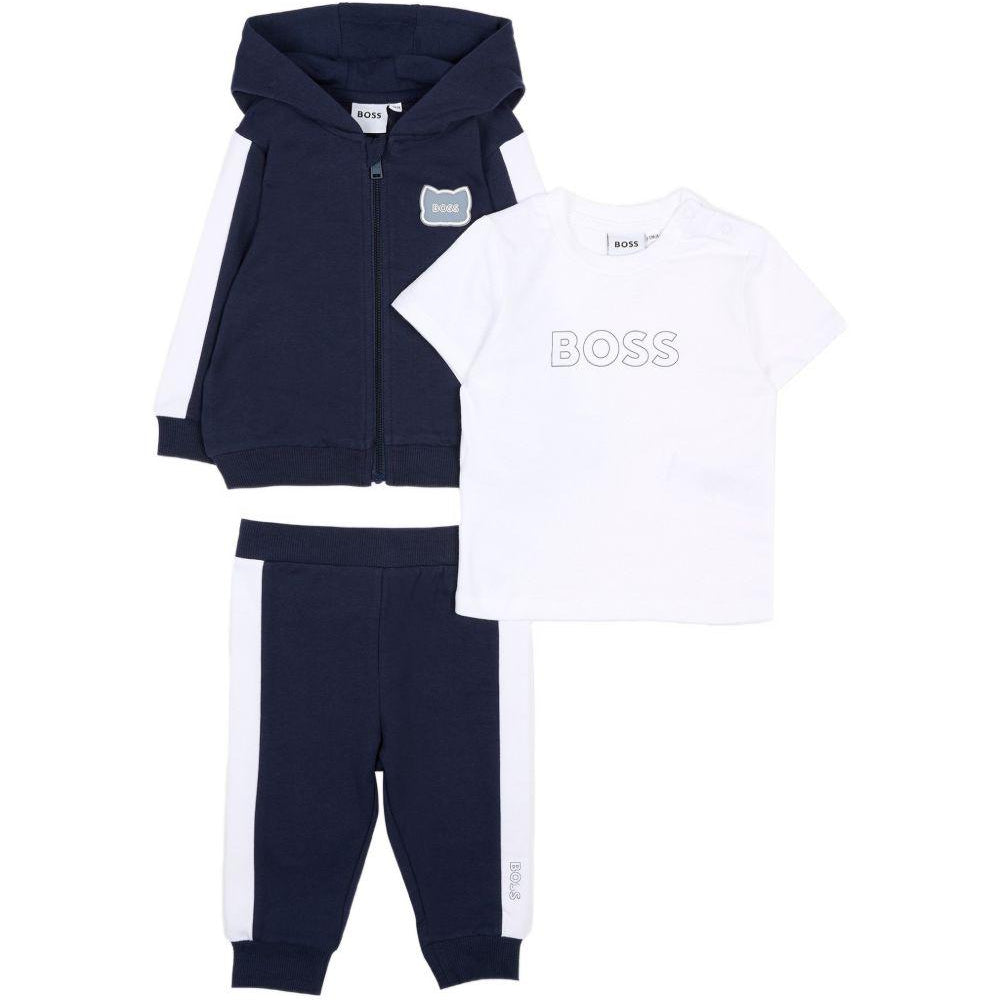 Tuta sportiva per neonato BOSS Kids blu con dettaglio a righe J53051 849 BOSS KIDS
