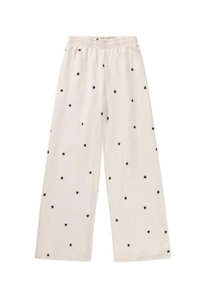 Pantaloni per bambina Molo Kids beige con ricamo cuoricini all-over 2S26I202 9536 MOLO KIDS