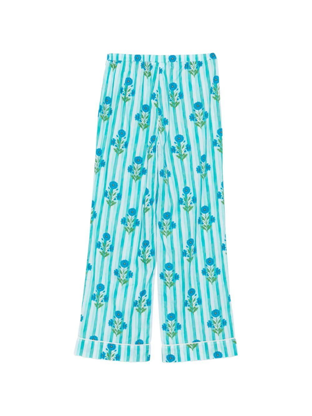 Pantaloni per donna MC2 Sain Barth azzurri con stampa grafica floreale INS0001 08005L MC2 ST. BARTH