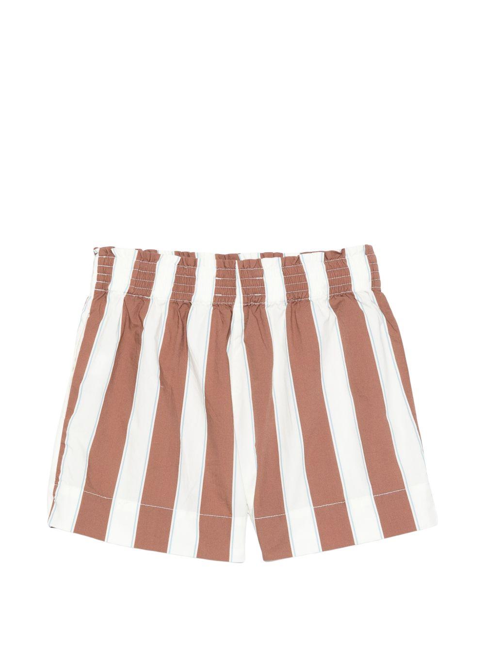 Shorts per bambina MC2 Saint Barth Kids bianco e marrone con motivo a righe MEA001 01418L MC2 ST. BARTH KIDS