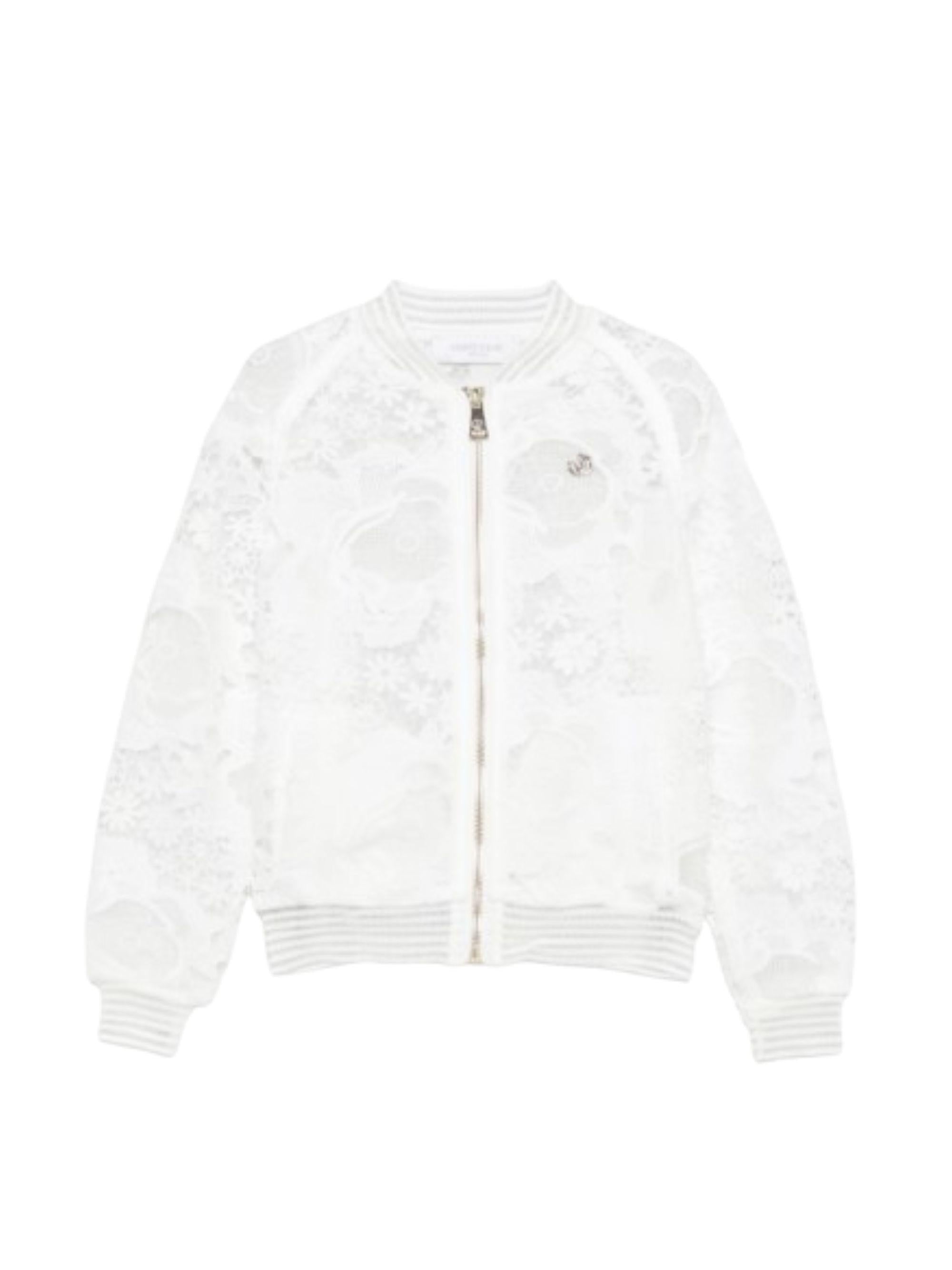 Giubbino per bambina Roberto Cavalli Kids bianco con pizzo floreale CGP26135GB WHITE ROBERTO CAVALLI KIDS