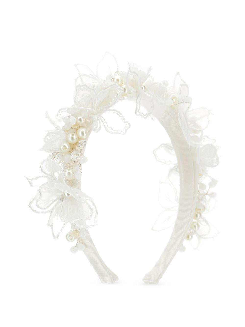 Cerchietto per capelli per bambina Monnalisa bianco con decorazione floreale 77G001 7772 0001 MONNALISA