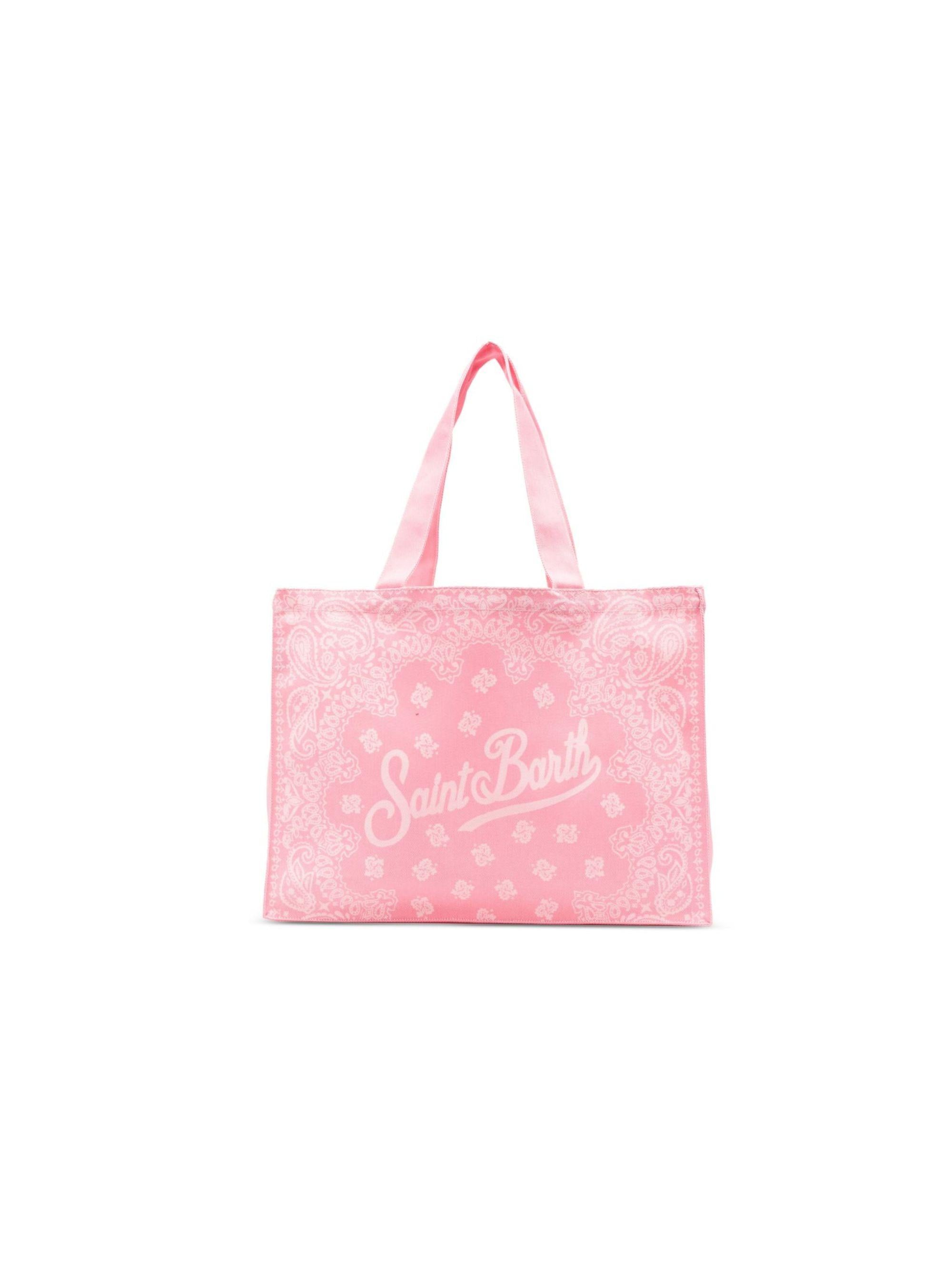 Borsa tote Essential Bag N MC2 Saint Barth rosa con stampa paisley e logo stampato EBAGN006 09194L MC2 ST. BARTH KIDS