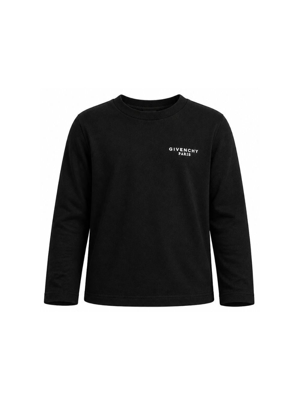 T-shirt per bambini Givenchy Kids nera con logo sul davanti H31415 09B GIVENCHY KIDS
