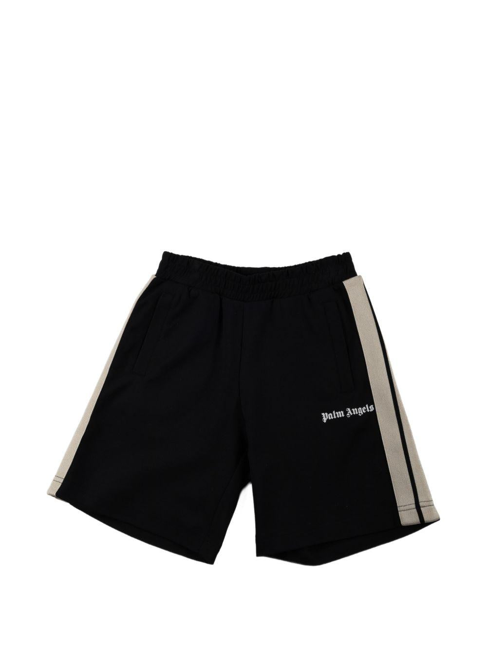 Shorts per bambino Palm Angels Kids nero con righe laterali PBCL001S26FAB001 110 PALM ANGELS KIDS