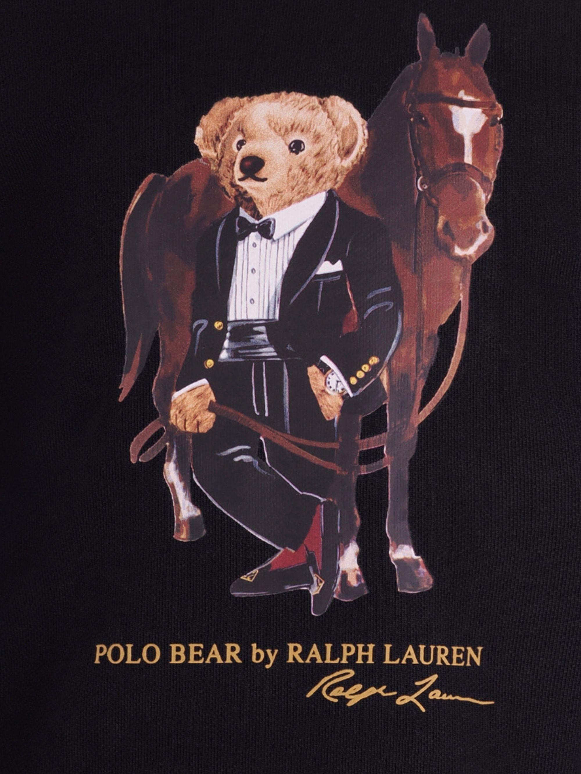 Felpa per bambino Polo Ralph Lauren Kids nera con stampa Polo Bear sul davanti 322A10261 001 Ralph Lauren kids