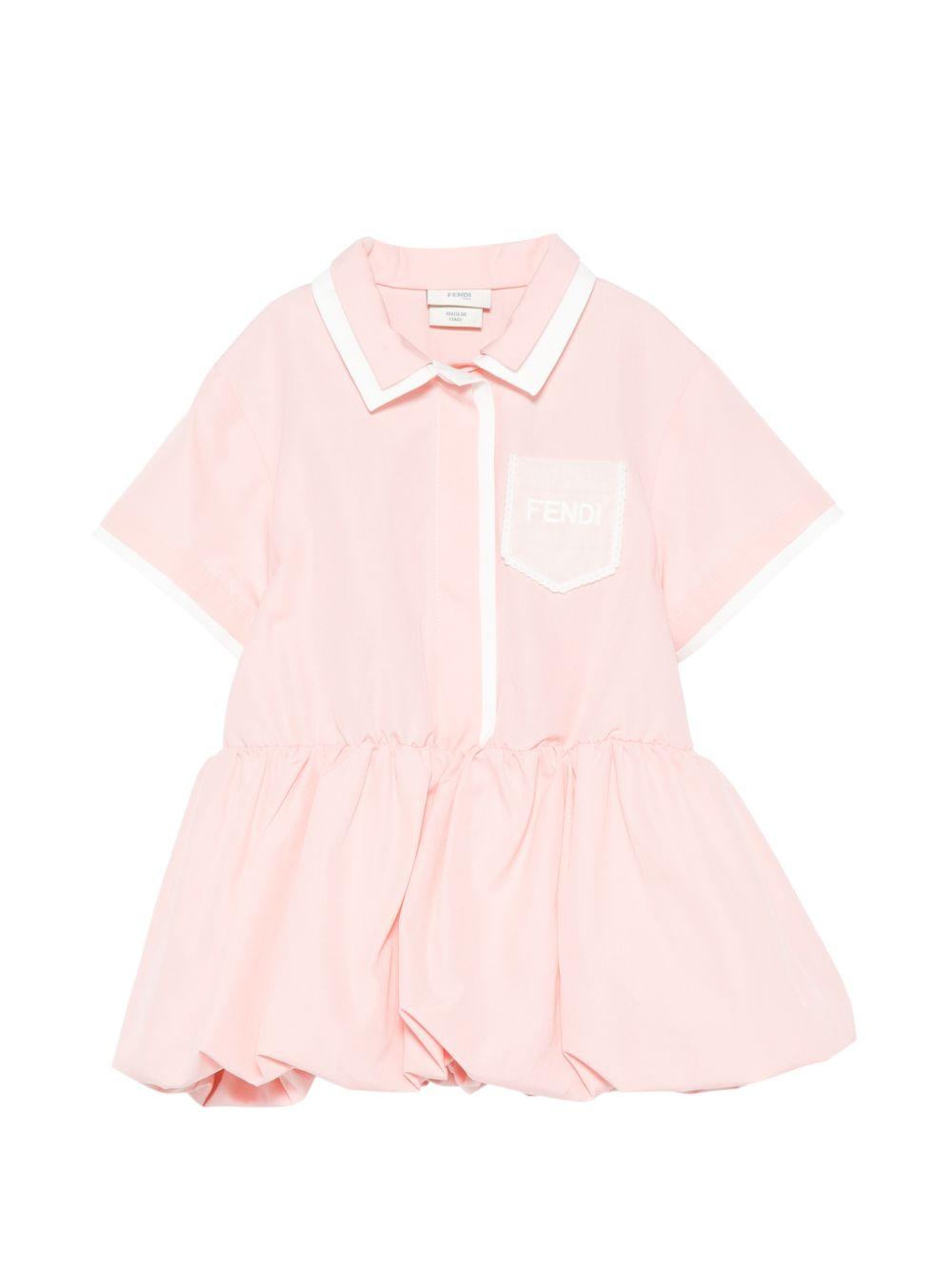 Abito per neonata Fendi Kids rosa con finiture a contrasto BFB611 AEXZ F1UL9 FENDI KIDS