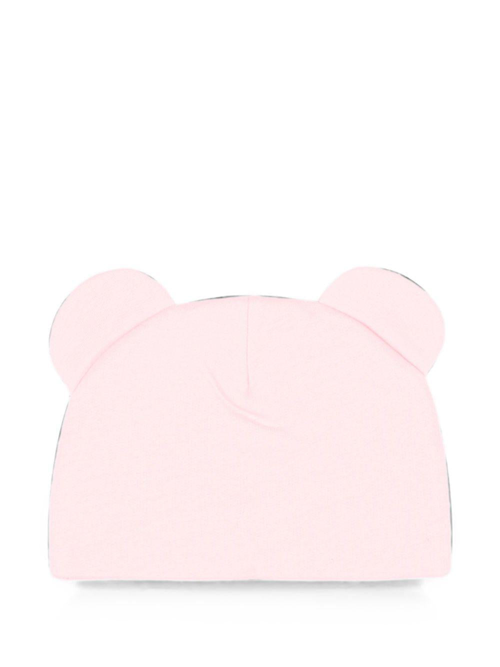 Berretto per neonati Moschino Kids rosa con motivo Teddy bear MMX05HLCA40 50209 MOSCHINO KIDS