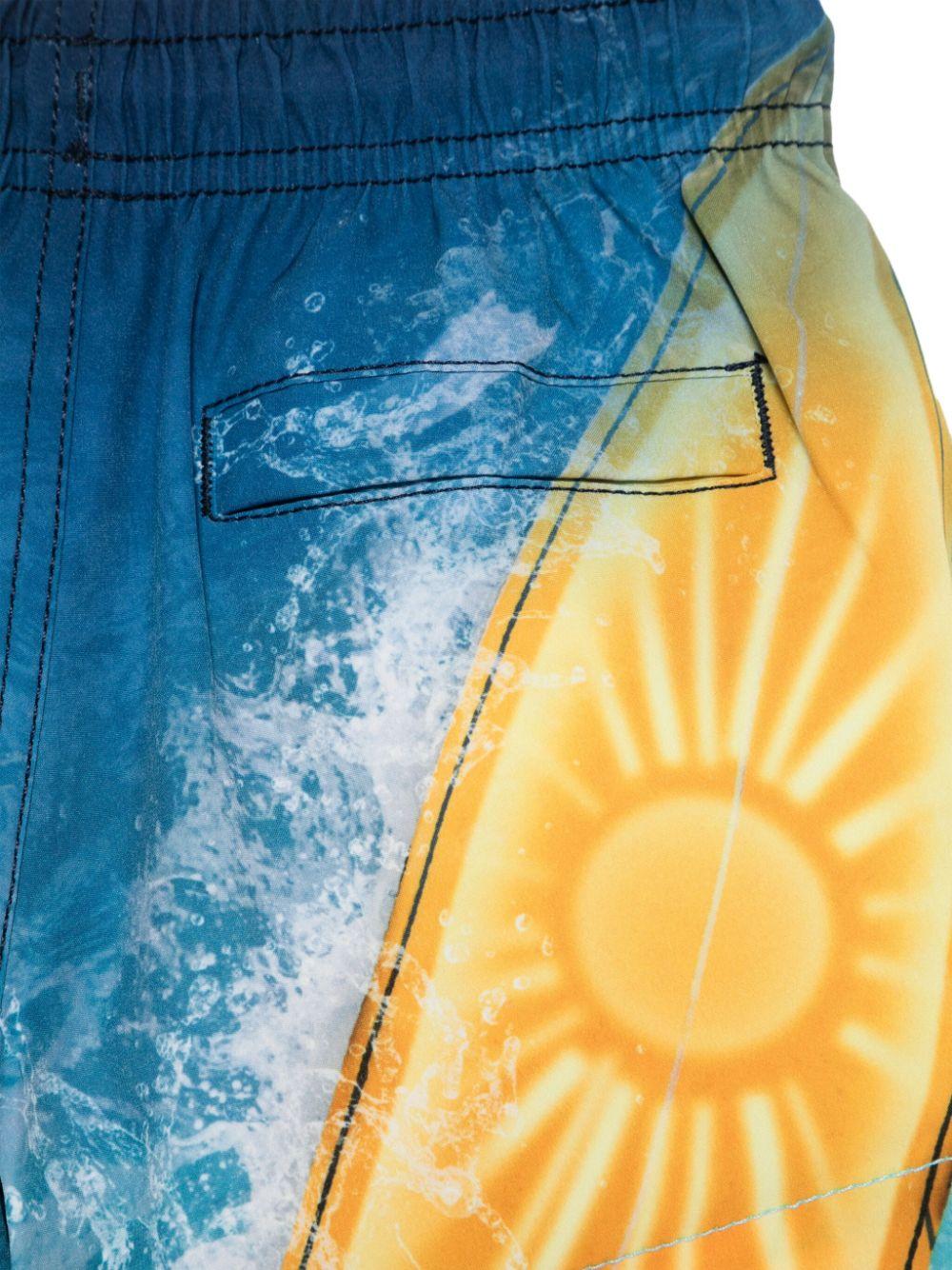 Costume da bagno perneonato Molo blu con motivo grafico all-over 8S25P403NB 3802 MOLO