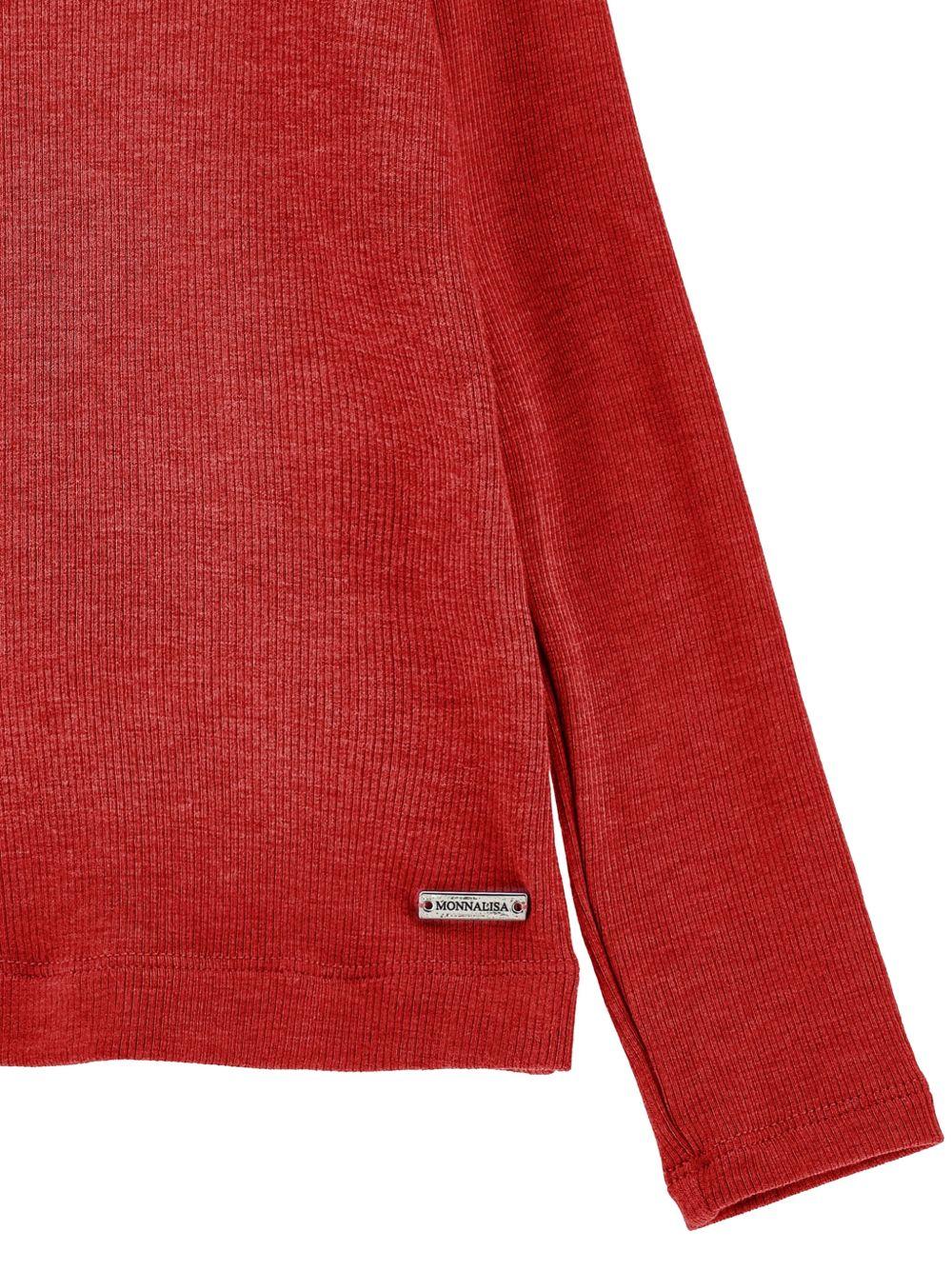 Maglione per bambina Monnalisa Kids rosso con motivo a coste 17HLUC 8212 0043 MONNALISA KIDS