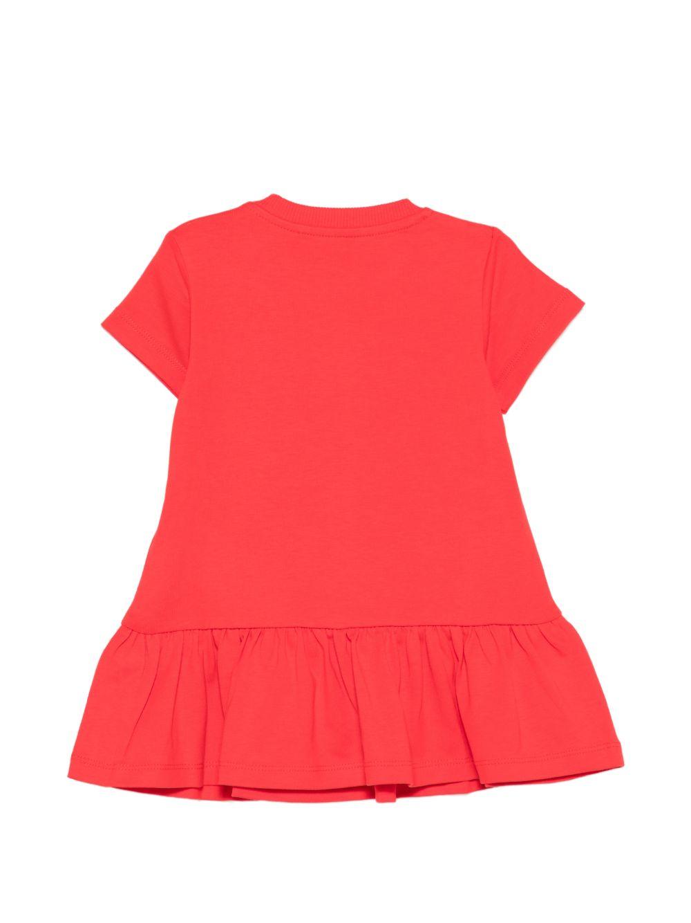 Abito per neonata Moschino Kids rosso con stampa Teddy Bear con cuore MDV0DJLAA02 50109 MOSCHINO KIDS