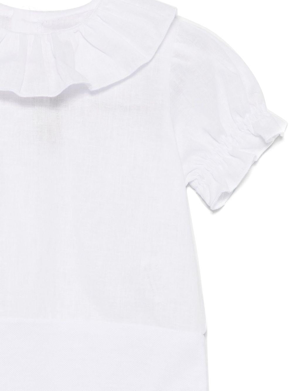 Set top e shorts per neonata La Stupenderia bianco con cinturini con bottone TBCT58 D33 LA STUPENDERIA
