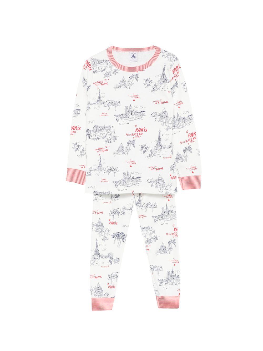 Set di due pigiami per bambino Petit Bateau bianco con stampa grafica all-over A0FQG 00 PETIT BATEAU