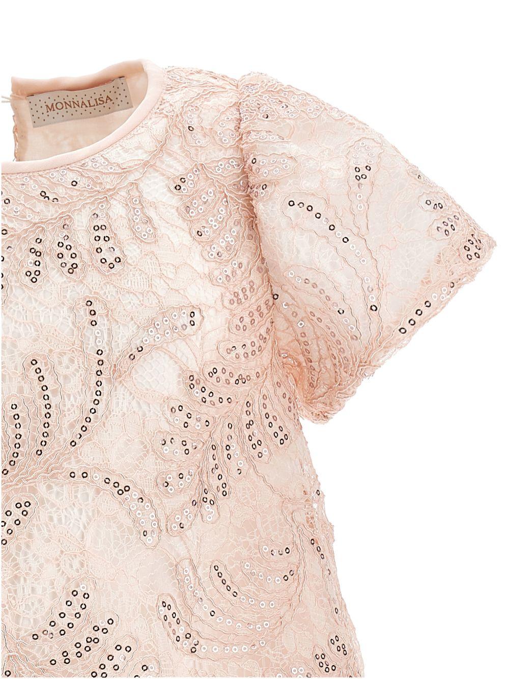 Abito per bambina Monnalisa rosa con decorazione a paillettes 71G918RM 7995 9270 MONNALISA KIDS