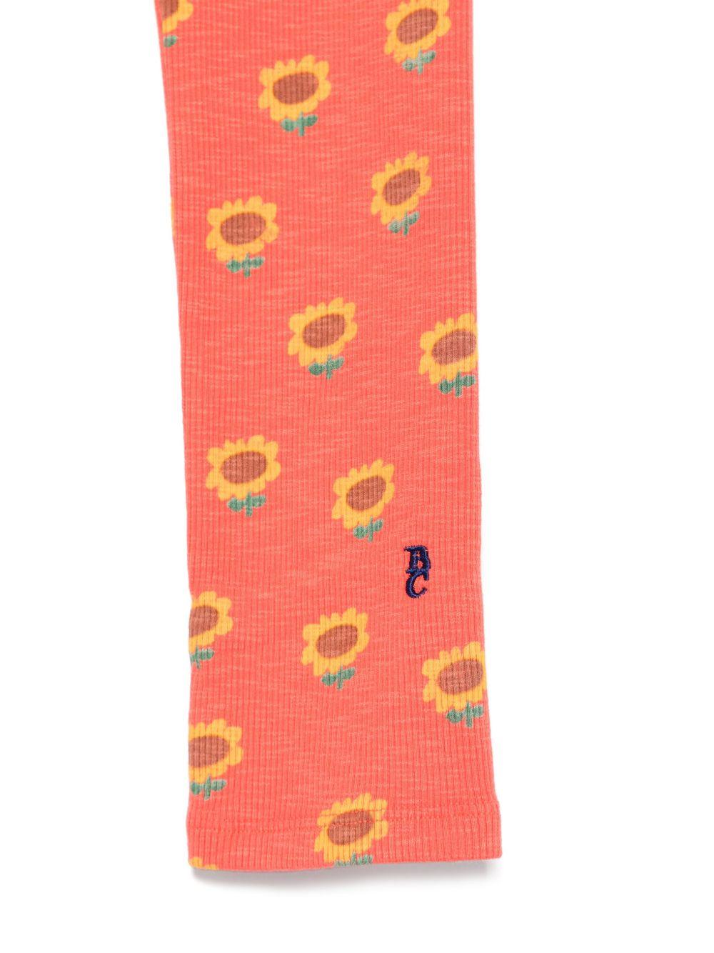 Leggings per bambina Bobo Choses Sunflower arancione con stampa girasoli B125AC075 611 BOBO CHOSES