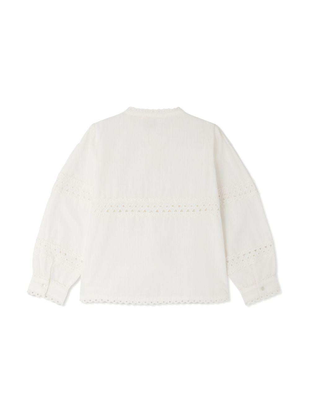 Blusa Elyah per bambina Bonpoint bianco con maniche lunghe S05GBLW00012 002 BONPOINT