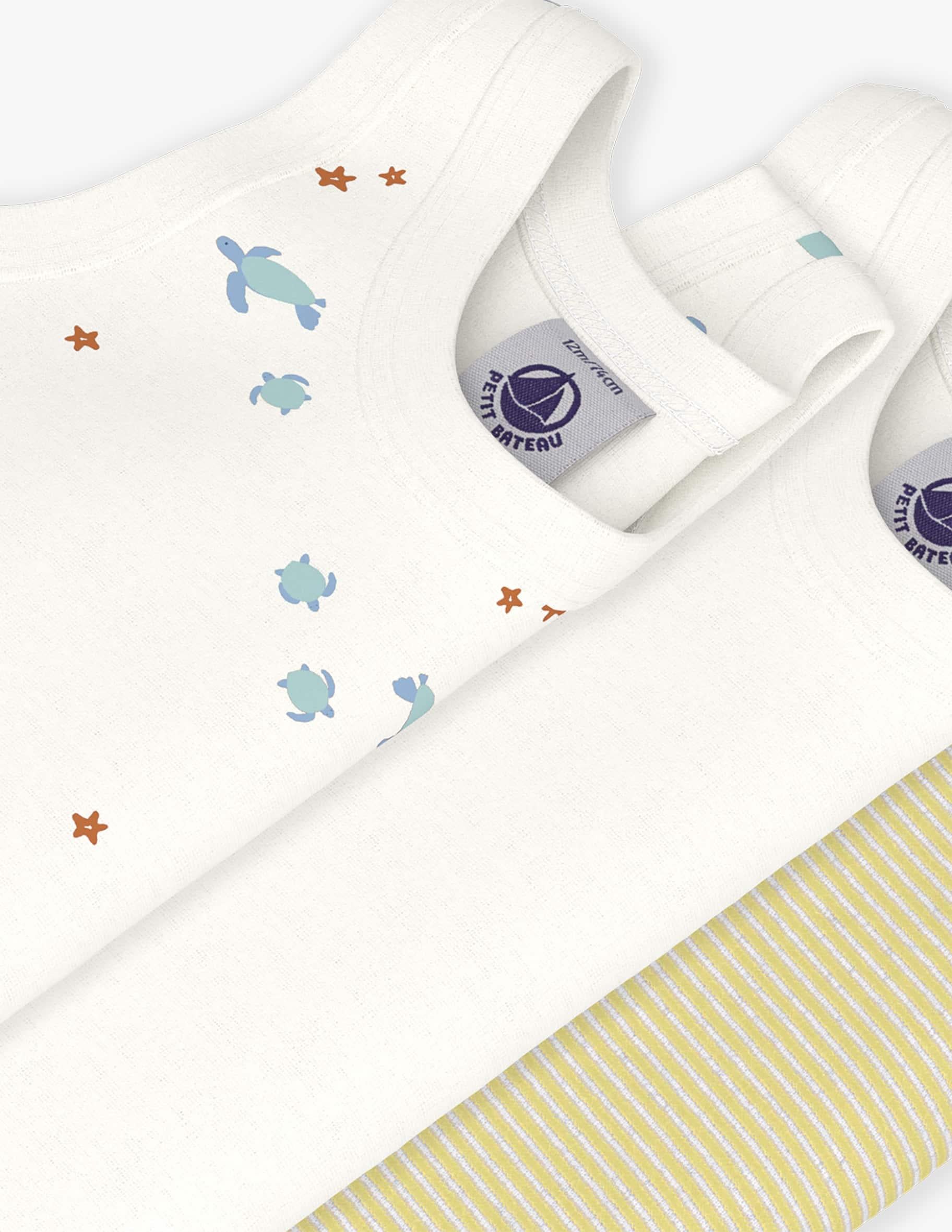 Set di tre tutine per neonati Petit Bateau multicolore a fantasie diverse A0FSM 00 PETIT BATEAU