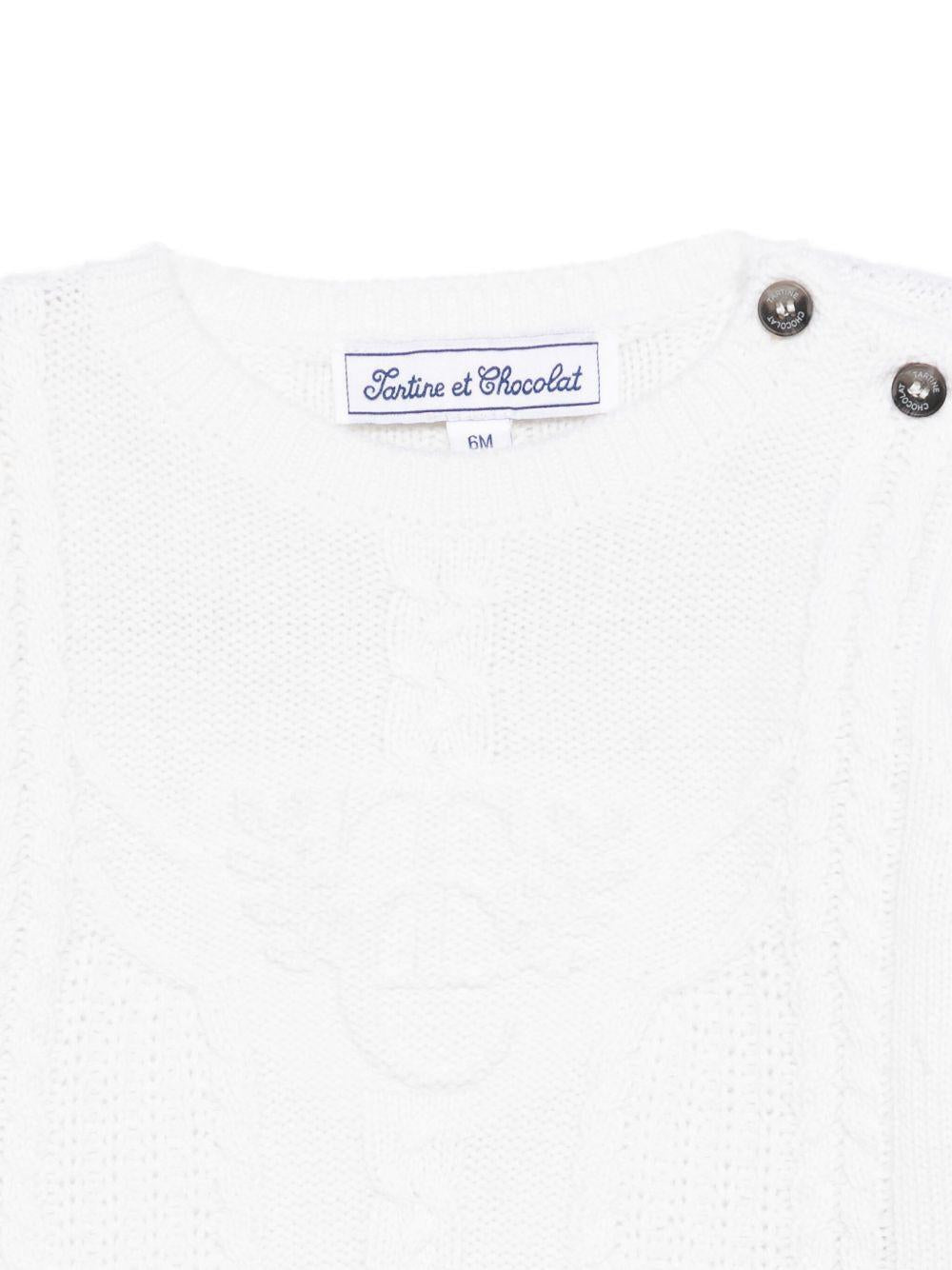 Maglione per neonato Tartine Et Chocolate bianco con maglia a trecce CB18071 13 TArtine & Chocolat