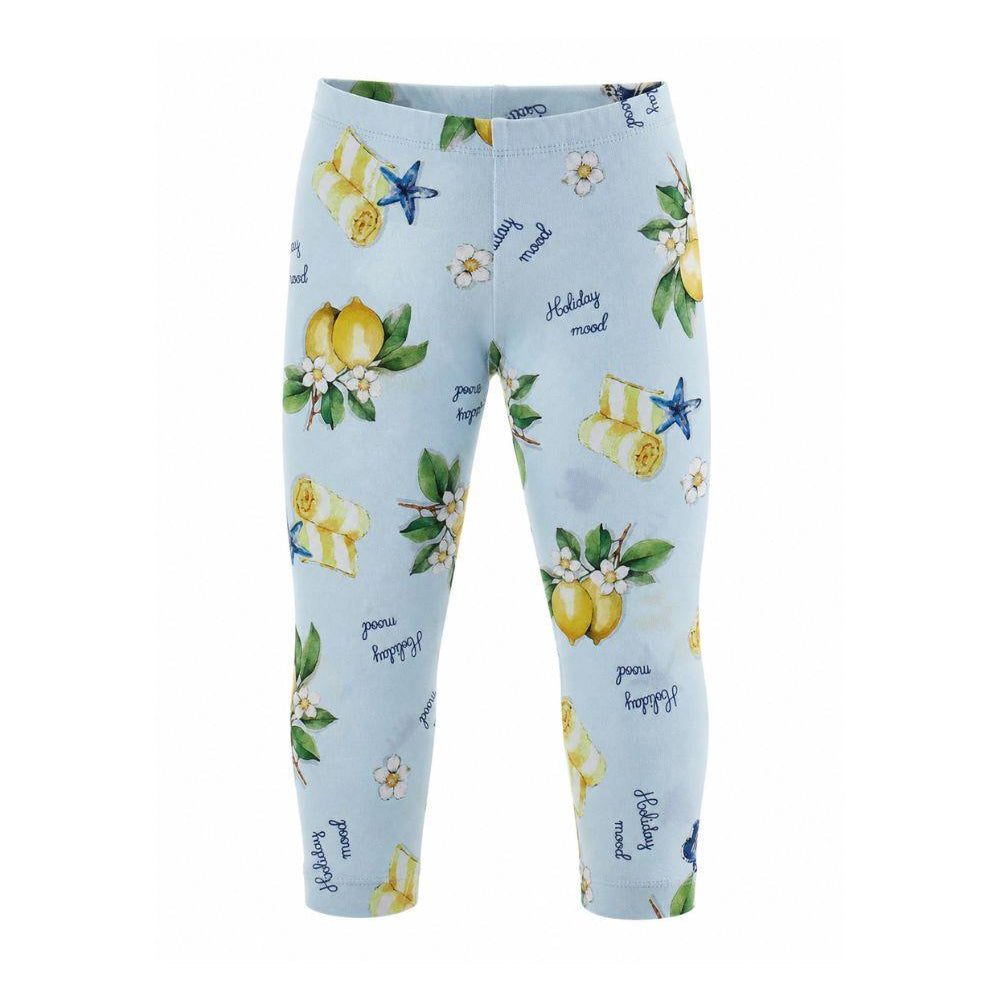 Leggins per bambina Monnalisa Kids azzurri con stampa Holiday Mood all-over 19G421NP 7752 0052 MONNALISA KIDS