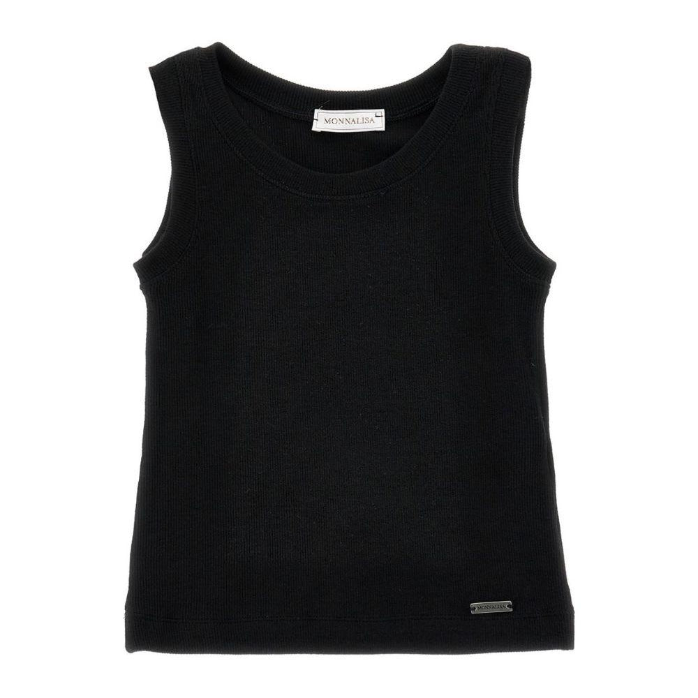 Canotta per bambina Monnalisa nera con placca con logo 17G601 7212 0050 MONNALISA KIDS