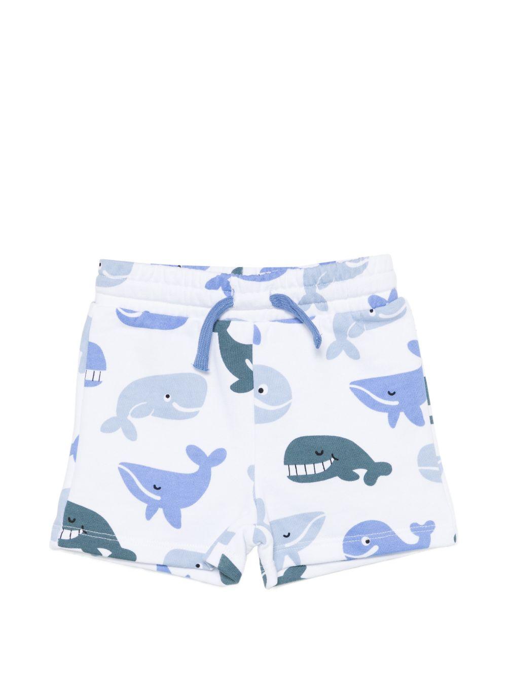 Shorts per neonato Stella McCartney Kids bianchi con stampa balene TY6559 Z3567 100MC STELLA McCARTNEY KIDS