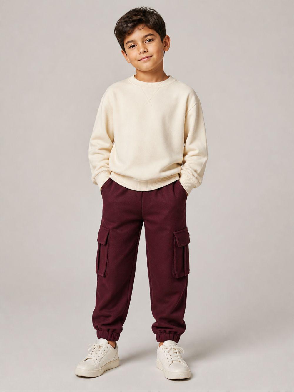 Pantaloni per bambino Balmain Kids rossi con due tasche cargo laterali BZ6I20 I0339 530OR BALMAIN KIDS